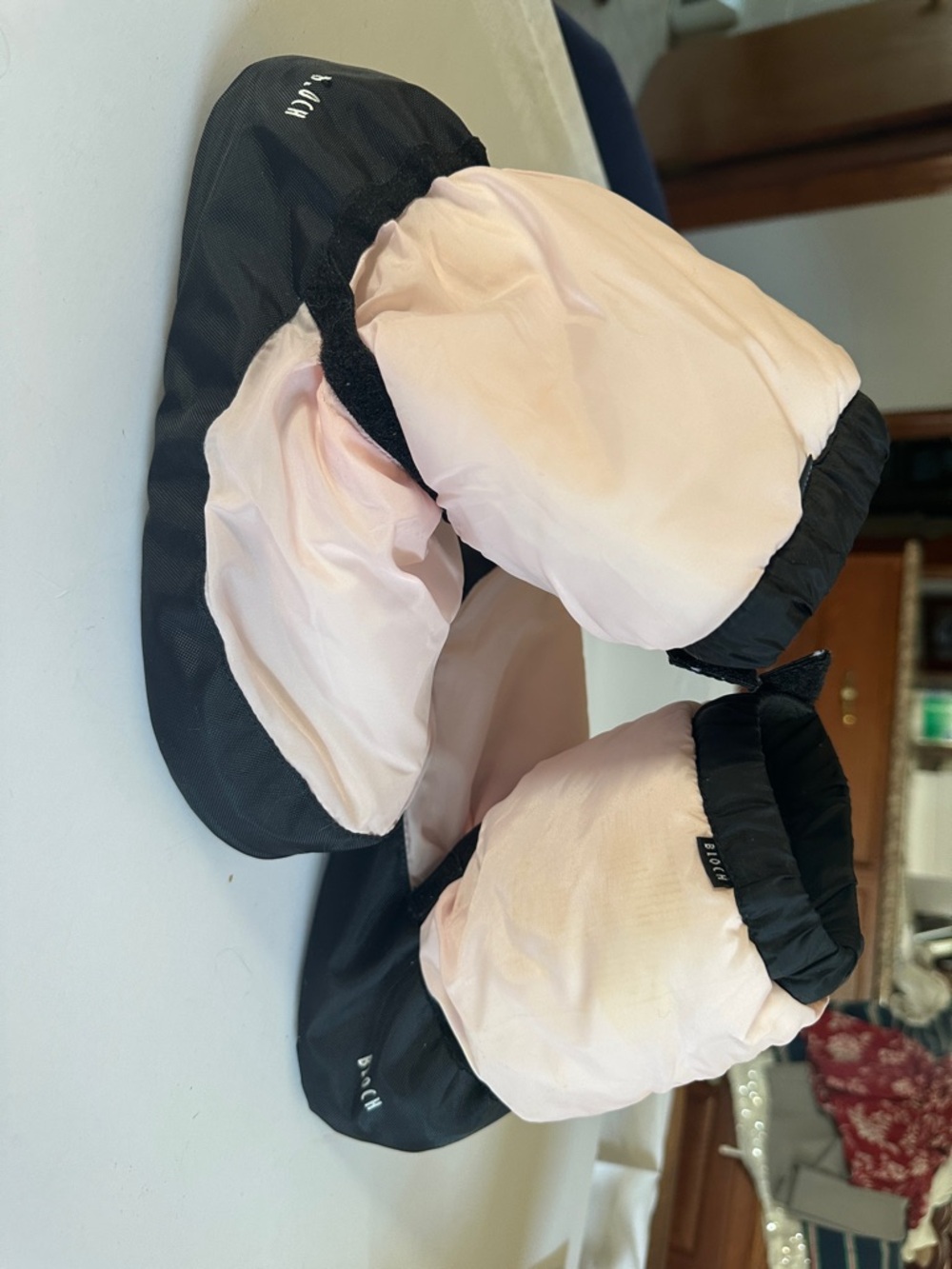 Bloch Pink and Black Foldable Warm Up Booties